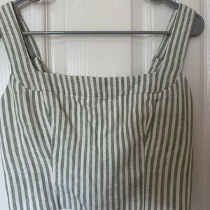Abercrombie & Fitch Green and White Striped Tank Top